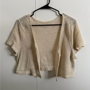 SHEIN Cream Short-Sleeve Open Cardigan
